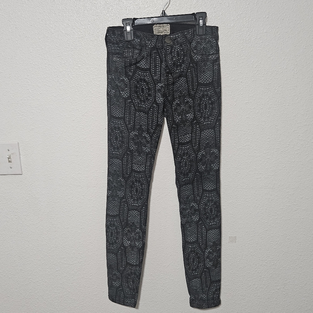 Current Elliott the ankle skinny black crochet jeans size 26